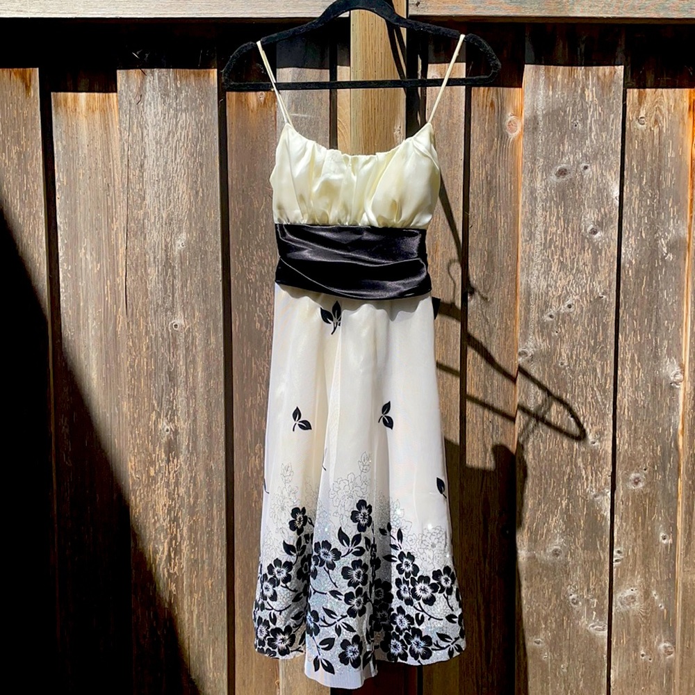 Satin Black and White Dress